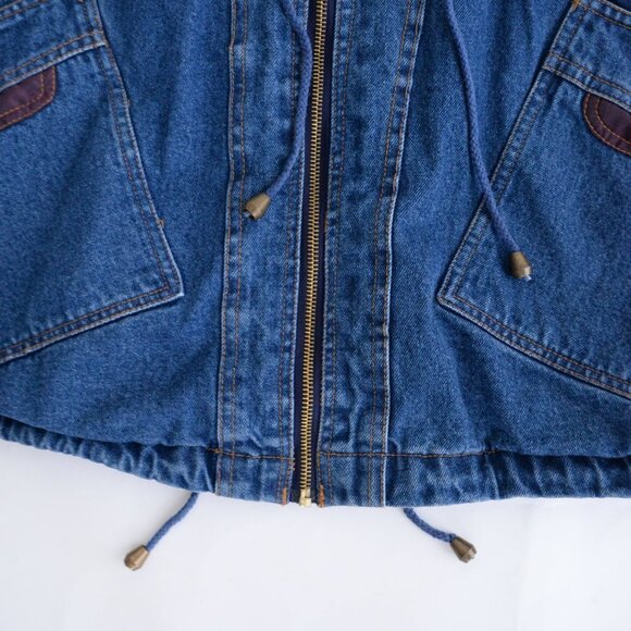 Vintage CBO New York Blue Denim w Purple & Green Block Pattern Heavy  Jacket 4X - Picture 7 of 15